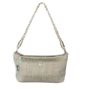 Lina taupe woven small satchel handbag